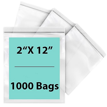 LDPE 2 mil Reclosable Poly Bags 2X12 inches 1000 Bags